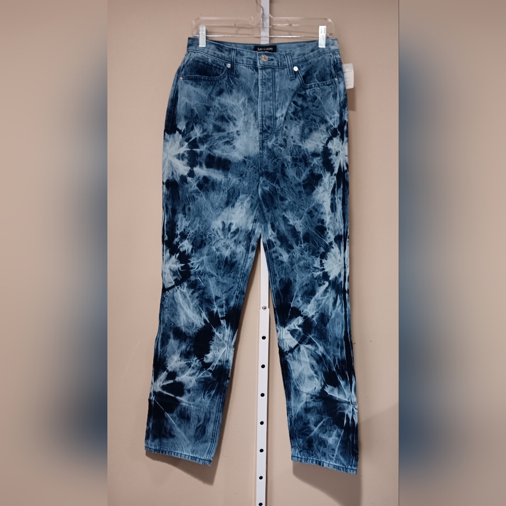 Juicy Couture (Size 27) Indigo Relaxed Tie Dye Denim Jeans & Pink Tie (NWT)